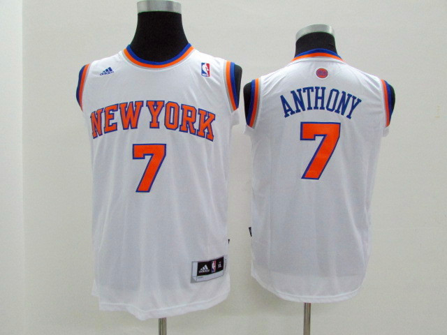 Adidas NBA New York Knicks Youth #7 Anthony white  jerseys